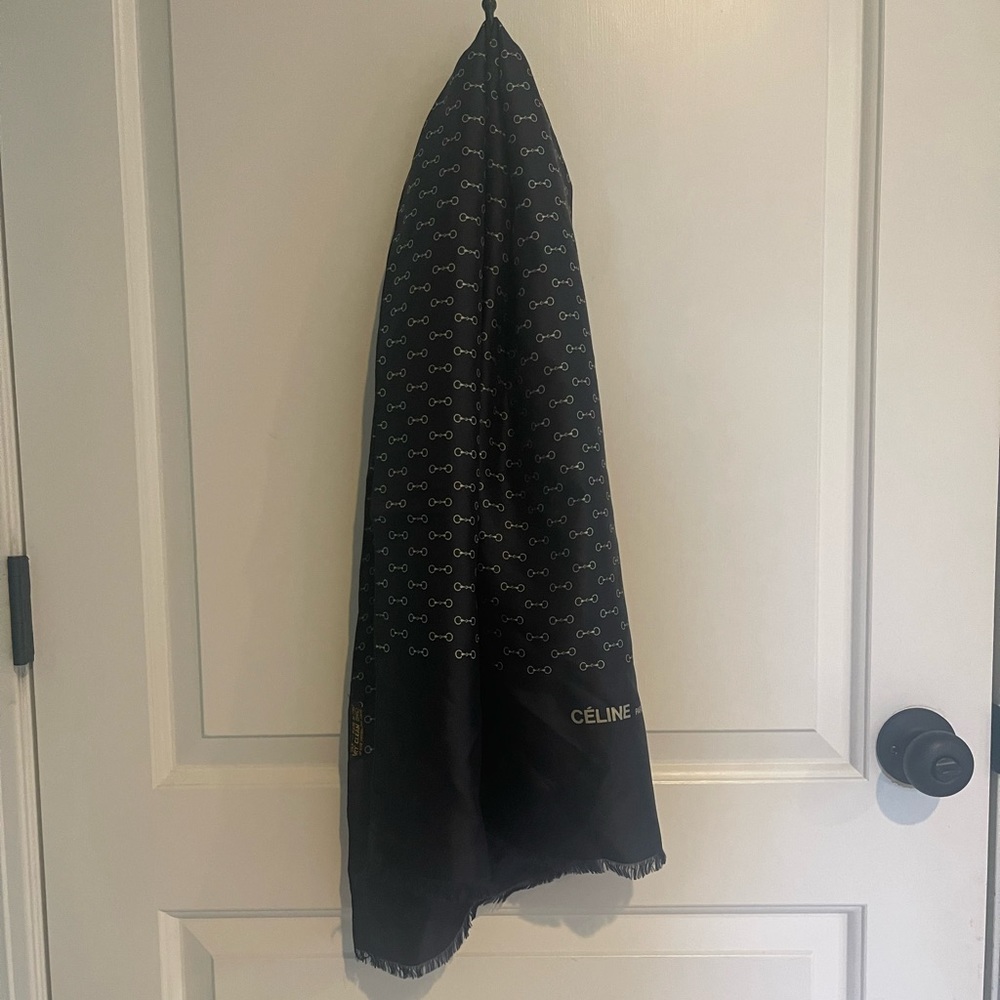 Authentic Vintage Celine Silk Scarf with Horse bit Pattern